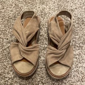 Taupe suede platform sandal